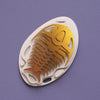 Gold paper fossil art of a trilobite by Assembli, showcasing intricate prehistoric insect details on a textured background.