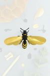 Gold paper wasp craft made by Assembli featuring detailed wings and body for creative DIY projects.