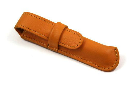 Atelier de la Foret pen pouch holding one pen, medium size, in various colors, made of leather, classic pen case design.