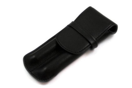 Atelier de la Foret large pen pouch holding two pens, in black and various colors, made of durable material for stationery storage.