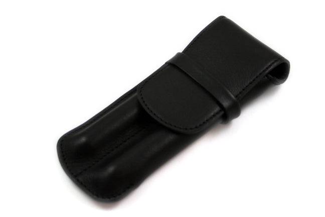 Atelier de la Foret large pen pouch holding two pens, in black and various colors, made of durable material for stationery storage.