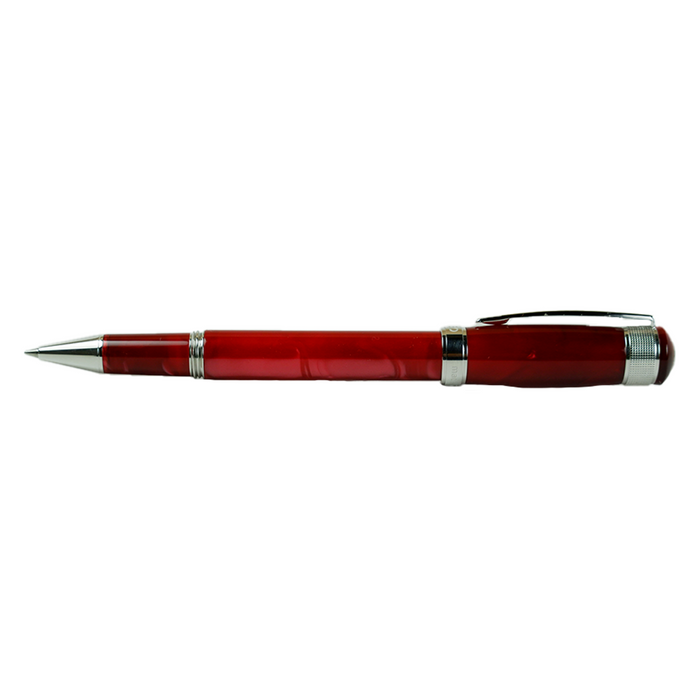 Cleo Skribent Aura red rollerball fountain pen with sleek design and shiny red finish.