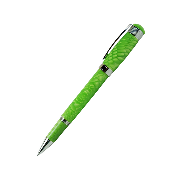 Cleo Skribent Aura rollerball fountain pen in green Mamba with sleek design and gold accents, displayed on a white background.