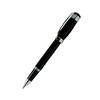 Cleo Skribent Aura rollerball pen in black with sleek design, showcasing elegant black ink and modern fountain pen style.