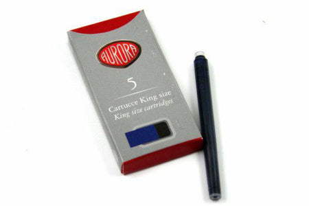 Black Aurora fountain pen ink cartridge, compatible with Aurora fountain pens, designed for smooth, consistent ink flow.