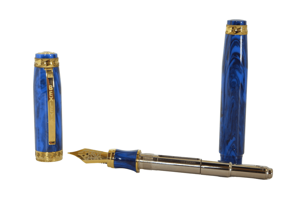 Bexley Aloha from Hawaii gold fountain pen with elegant gold finish and classic design, displayed on a white background.