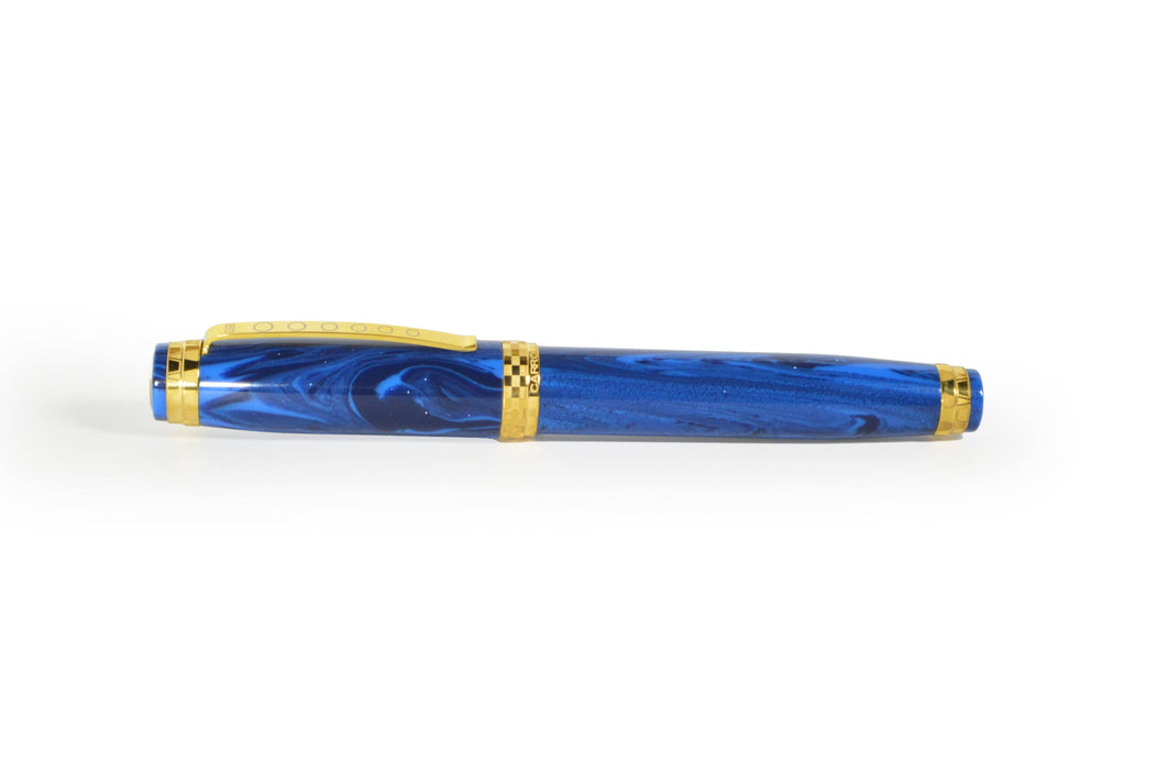 Bexley Carroll Shelby Cobra fountain pen with black and chrome finish, featuring a sleek, elegant design.