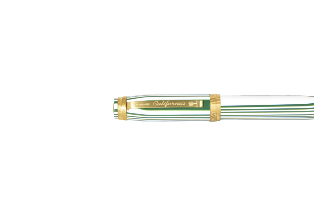 Bexley California Gold Trim fountain pen with fine nib, featuring a sleek design and gold accents on the barrel.