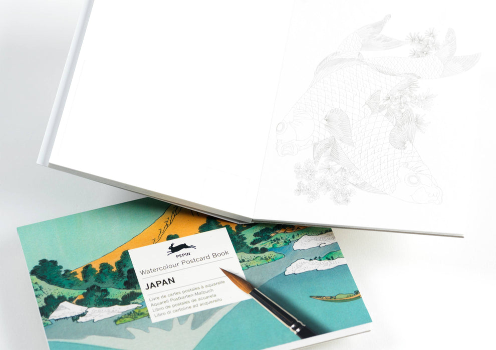 Watercolour postcard book by Pepin Press featuring Japan-themed watercolor paper pages for artistic use.