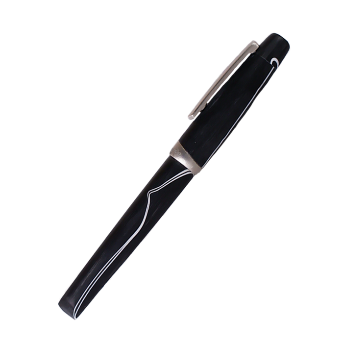 Black and white Jean-Pierre Lepine Yuzu fountain pen with capped design, showcasing elegant craftsmanship and sleek styling.