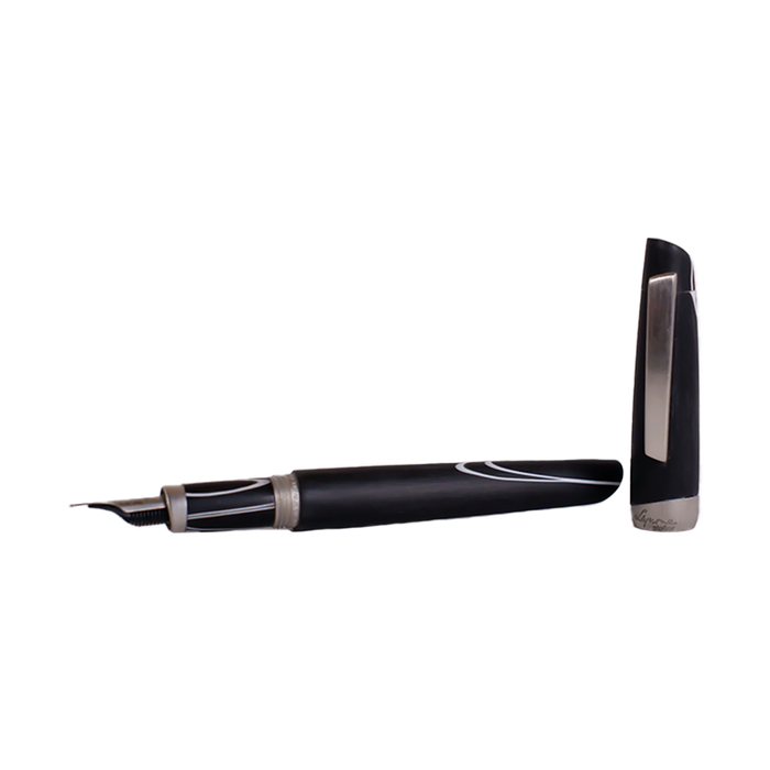 Jean-Pierre Lepine Yuzu black and white fountain pen with sleek design and smooth ink nib.