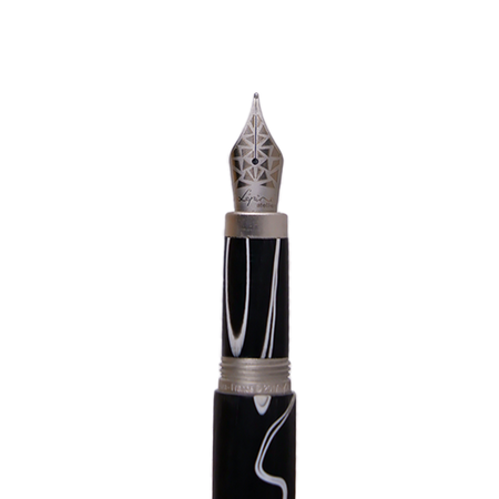 Jean-Pierre Lepine Yuzu black and white fountain pen with sleek design and fine detailing.