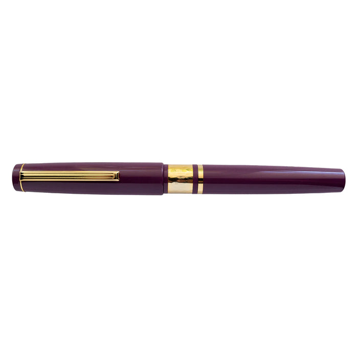 Esterbrook Model J fountain pen from the Purple Collection with a deep purple barrel and gold accents, displayed on a white background.