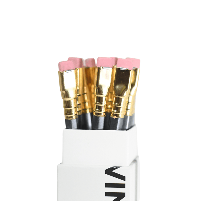 Blackwing Pencils 602 set featuring sleek black wood and silver ferrules with erasers, ideal for writing and sketching.