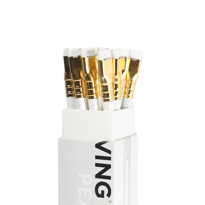Blackwing Pearl pencils featuring sleek black and pearl finish, displayed with sharpened tips and classic branding.