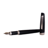 Black matte Jean-Pierre Lepine Yuzu fountain pen with sleek design and gold accents, shown on a white background.