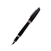 Black matte Jean-Pierre Lepine Yuzu fountain pen with sleek design and gold accents, displayed on a plain background.