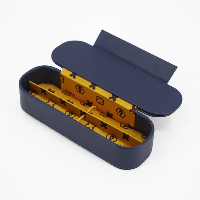 Blue Esterbrook Pen Nooks double pen case with two compartments, designed to securely hold and organize pens.