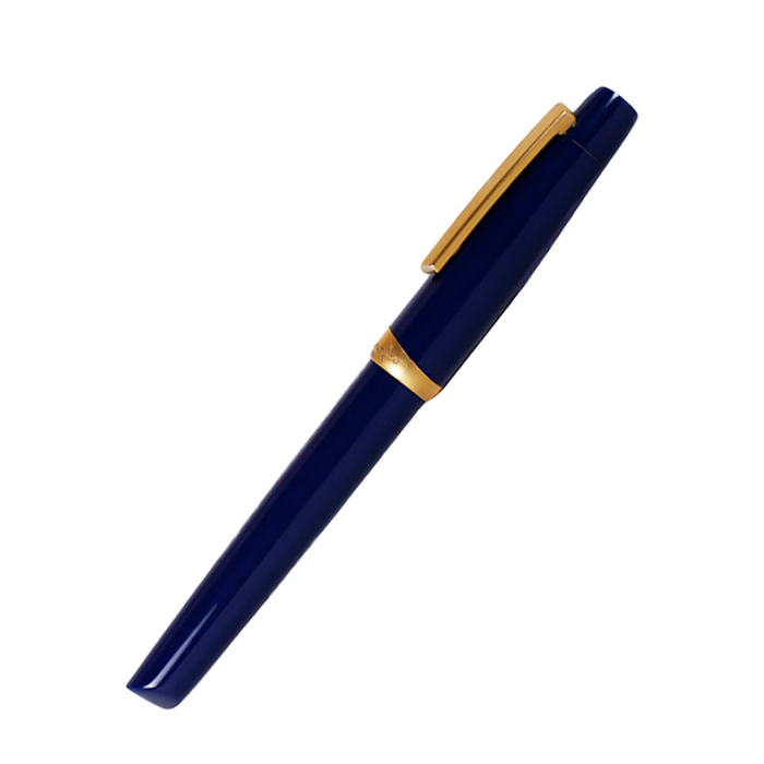 Blue fountain pen by Jean-Pierre Lepine with gold accents and Yuzu design, featuring a sleek, elegant body and fine nib.