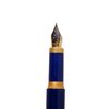 Jean-Pierre Lepine Yuzu fountain pen in blue with gold accents, showcasing its elegant design and fine nib.