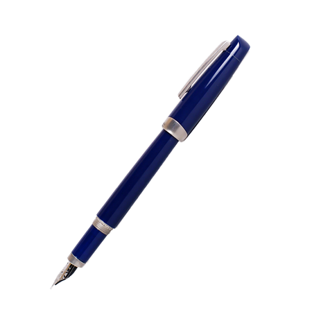 Blue Jean-Pierre Lepine Yuzu fountain pen with chrome accents, featuring a sleek design and detailed craftsmanship.