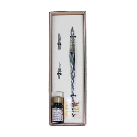 Bortoletti Entwined Murano Glass Dipping Pen Set with vibrant, handcrafted glass pens featuring intricate design and colorful glass details.