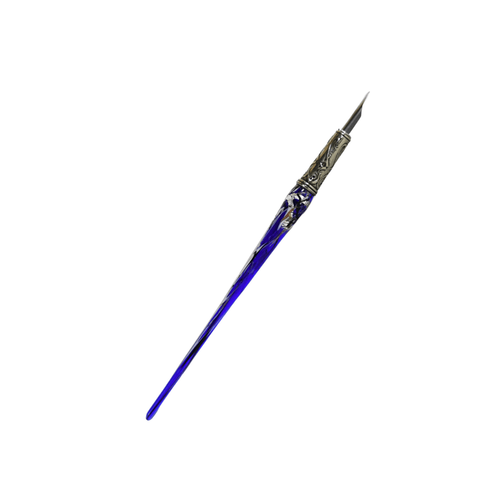 Bortoletti glass dipping pen with a sleek silver finish, designed for calligraphy and artistic writing.