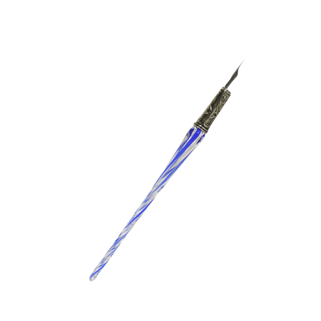 Bortoletti glass dipping pen with twisted amber glass design, perfect for calligraphy or artistic writing.