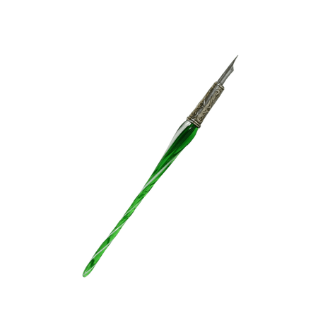 Bortoletti twisted glass dipping pen with amber-colored glass, showcasing its elegant, handcrafted design and fine craftsmanship.
