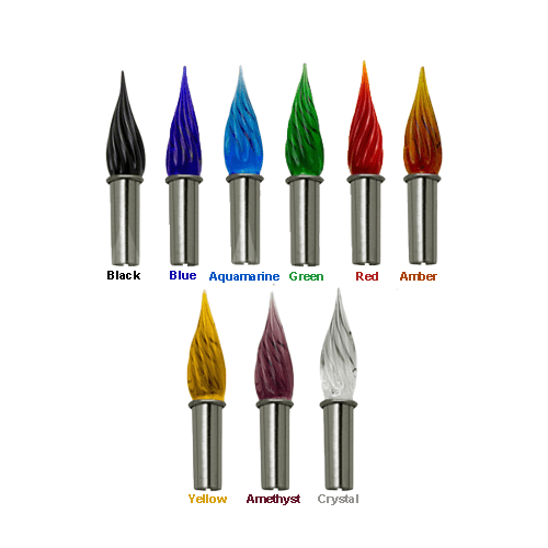 Amber glass nibs by Bortoletti, elegant glass writing tools with a smooth, transparent finish, ideal for calligraphy and artistic use.