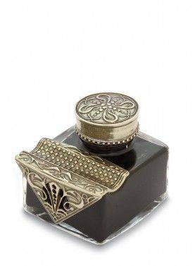 Bortoletti Marco Polo inkwell with ornate design, crafted for holding ink, made of elegant material with detailed craftsmanship.