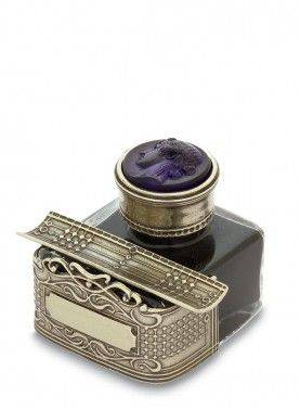 Bortoletti Vivaldi inkwell with ornate design, featuring a classic shape and decorative details, ideal for writing or display.