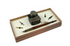 Bortoletti Tiziano writing set inkwell with elegant design, featuring a classic glass inkwell and metal accents in a vintage style.