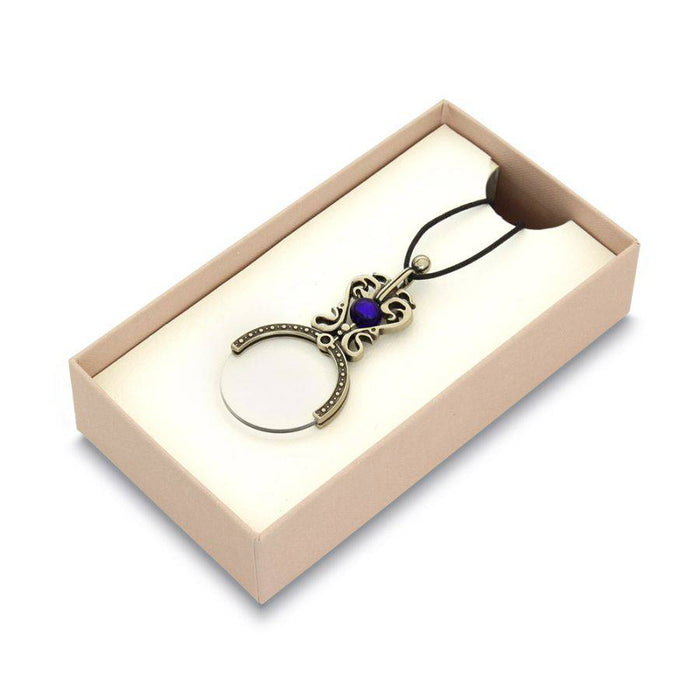 Black Bortoletti pocket or necklace magnifying glass with compact design and clear lens for close-up viewing.