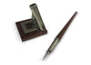 Bortoletti pen rest with square Sapele wood base, elegant and natural desk accessory for holding pens and writing instruments.