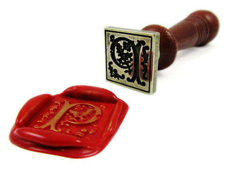 Bortoletti Gothic Letter Pewter Wax Seal with intricate gothic design and raised letter detail.