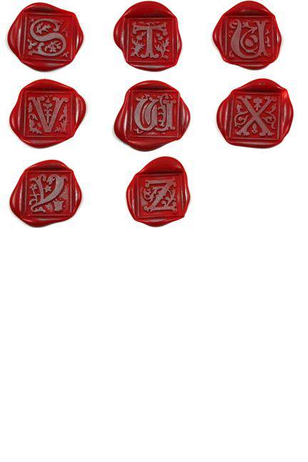 Bortoletti Gothic letter pewter wax seal with intricate Gothic design for sealing documents and decorative purposes.