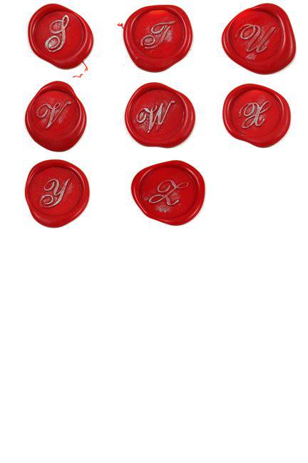 Bortoletti Script Monogram Wax Seal in gold with engraved monogram design for sealing letters or invitations.