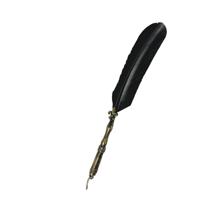Bronze feather ink quills with Fleur de Lis design by Le Portier D'Etain, perfect for calligraphy and writing.