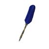 Bronze feather ink quill with Fleur De Lis design from Le Potier D'Etain, featuring elegant blue accents on the bronze feather.