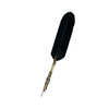 Le Potier D'Etain Feather Ink Quills with bronze flower detail and black feathers for calligraphy and writing.