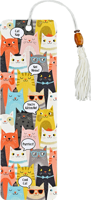 Peter Pauper Press beaded bookmark with colorful beads and tassel, designed for cat lovers and book enthusiasts.