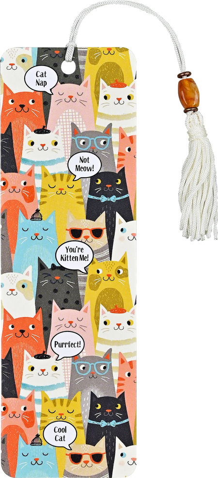 Peter Pauper Press beaded bookmark with colorful beads and tassel, designed for cat lovers and book enthusiasts.