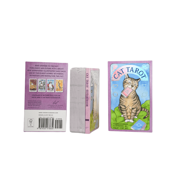 Set of Cat Tarot brand tarot cards featuring feline-themed illustrations for tarot reading and divination.
