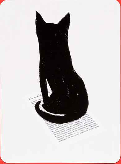 Set of Le Chat Noir note cards and envelopes by Catffirmations featuring black cat artwork on elegant stationery.