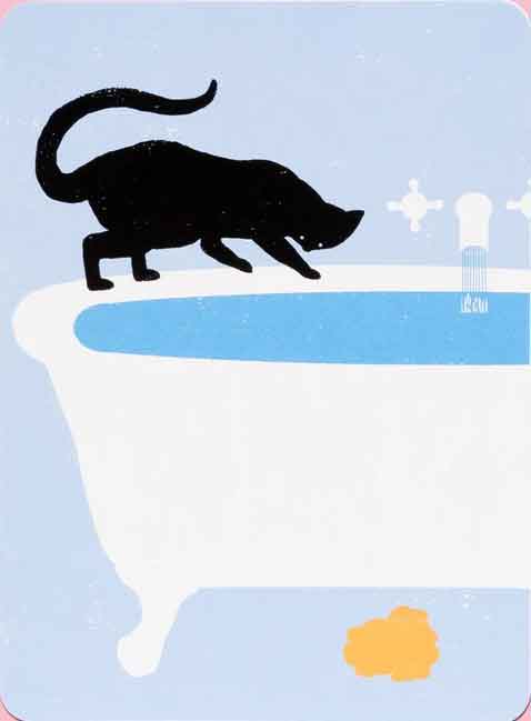 Set of Le Chat Noir note cards and envelopes by Catffirmations, featuring elegant black cat illustrations on white cardstock.