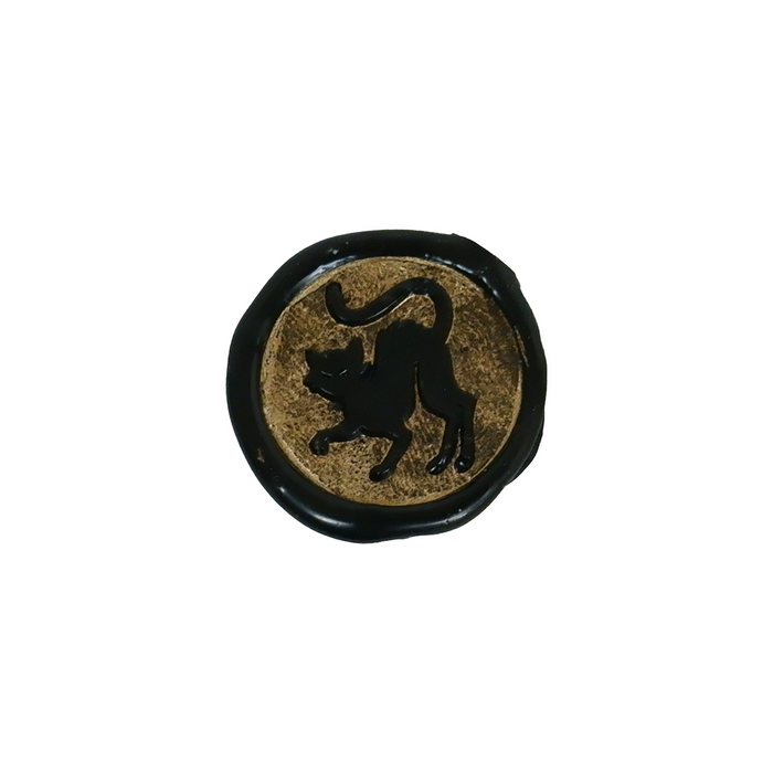 Papier Plume Halloween wax seal featuring a detailed cat design on beige sealing wax for decorative stationery and crafts.