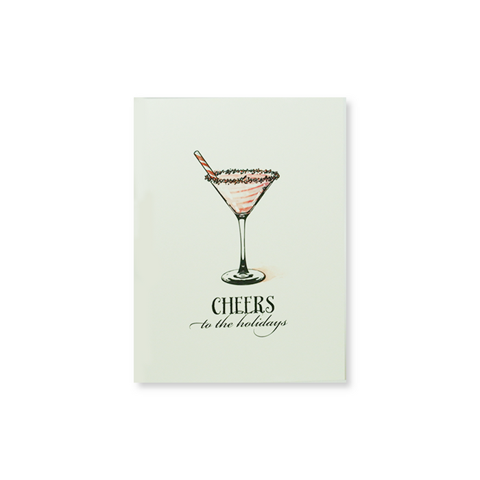 Festive Christmas card from Scriptura with "Cheers to the Holidays" greeting and holiday-themed design.