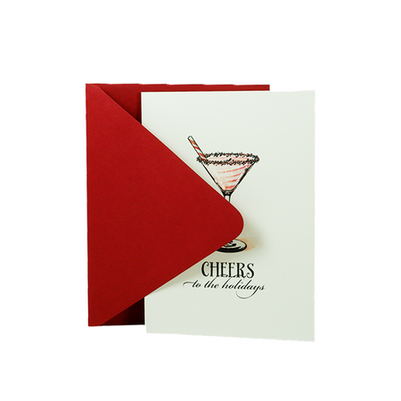 Festive Christmas card by Scriptura featuring cheerful holiday-themed "Cheers to the Holidays" design with colorful graphics.