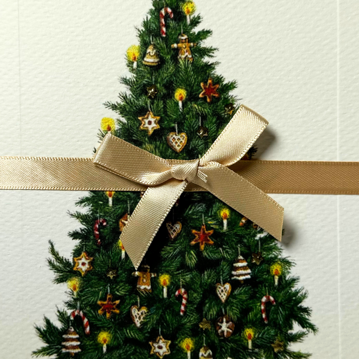 Rossi Christmas card featuring colorful candy canes and festive holiday design on a Christmas tree background.